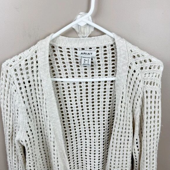 Ariat Cream Open-Knit Frolic Fringe Western Sweater Size Medium - Picture 7 of 17